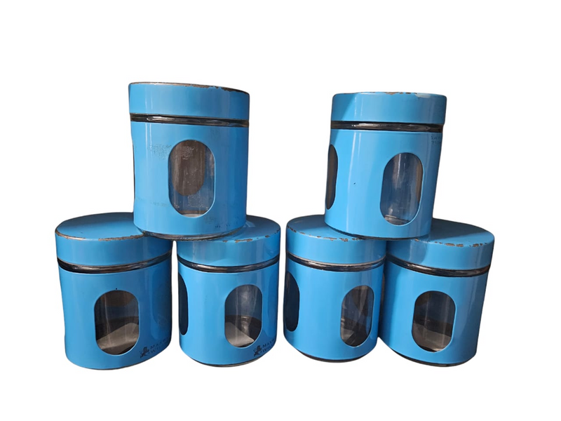 Set of 6 Blue Maxwell &amp; Williams Vintage Canisters