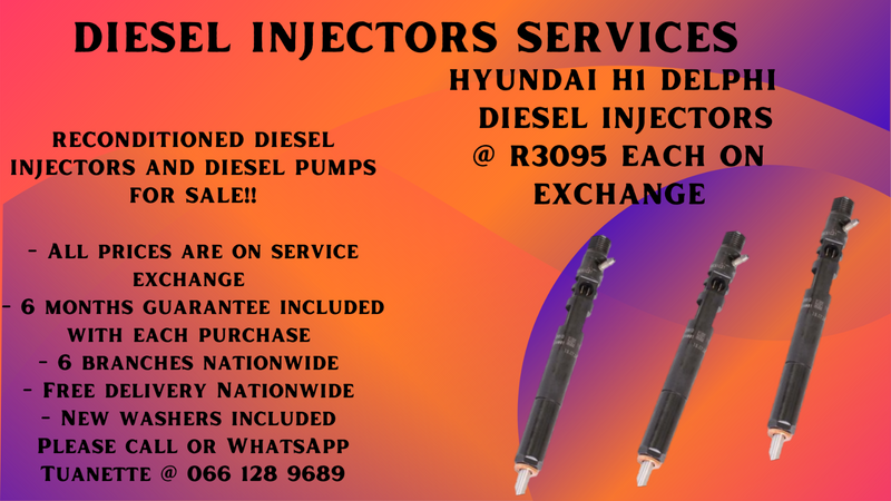HYUNDAI H1 DELPHI DIESEL INJECTORS FOR SALE ON EXCHANGE OR TO RECON YOUR OWN