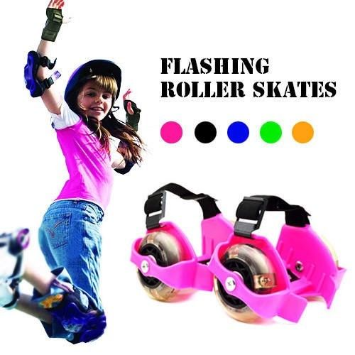 Brand New! Adjustable Flashing Roller Skates- Whirlwind Pulley Heel Wheels Skating Shoes