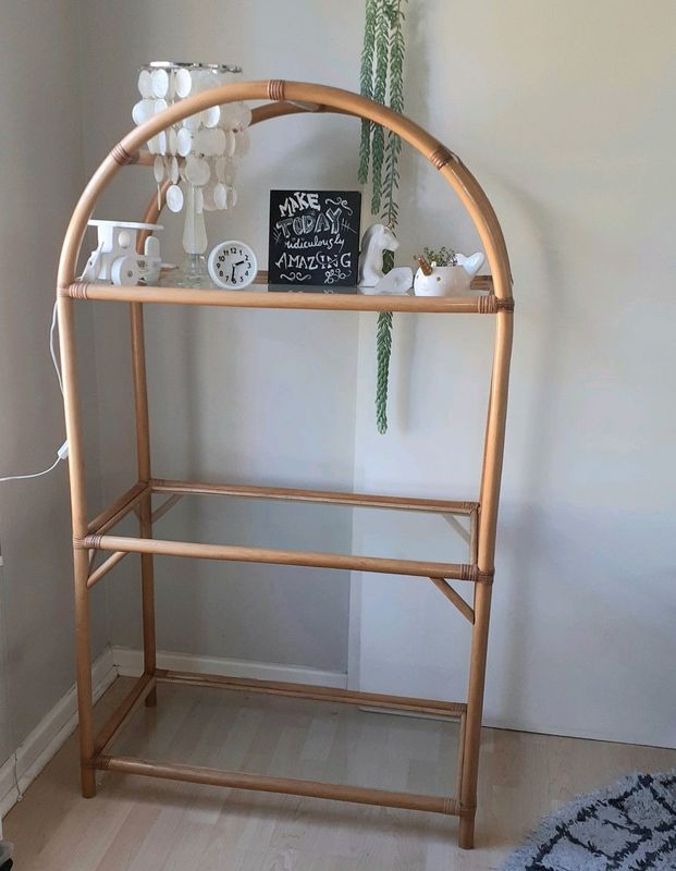 Cane Dome Stand with 3 big Glass Shelves | 1.5m