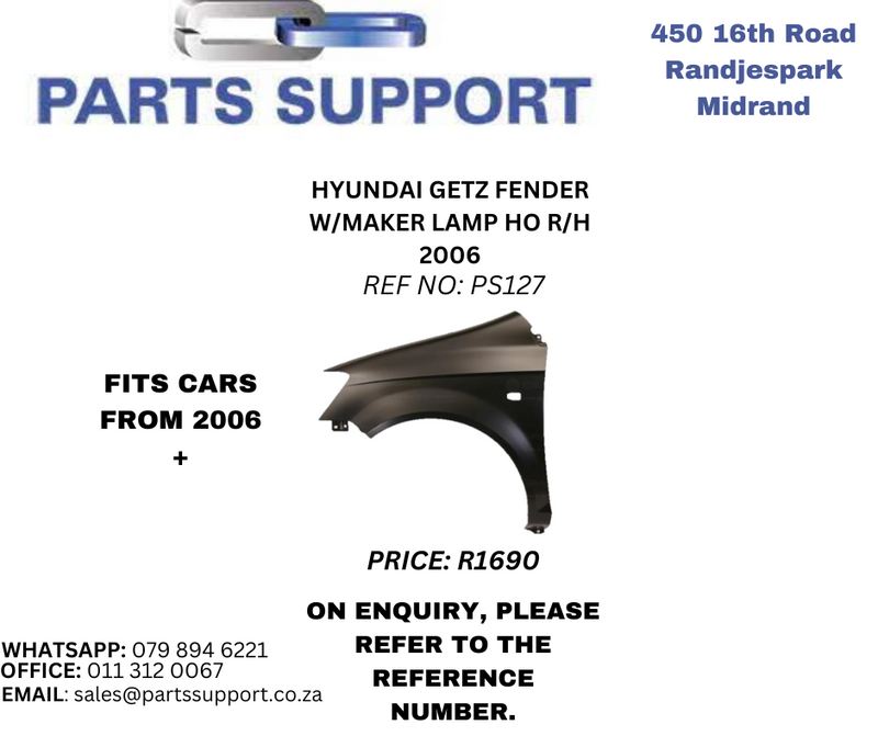 Hyundai Getz Fender WMAKER Lamp HO RH 06