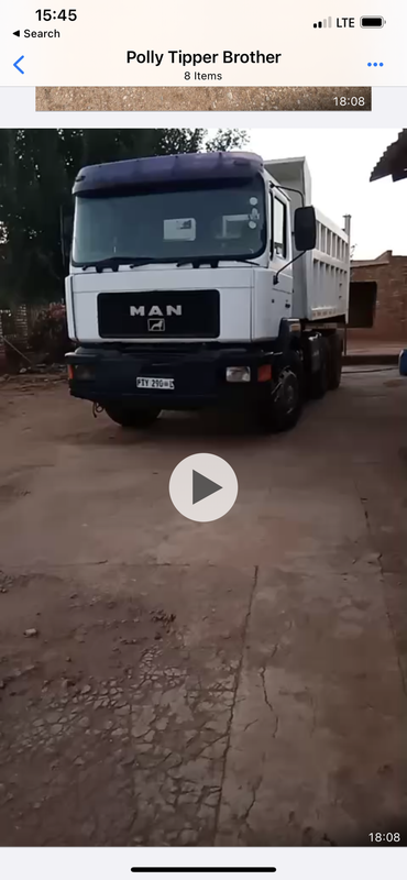 Tipper truck : MAN F2000 series , 33.374, 12cubes 2005 model selling for R290k for urgent sale,