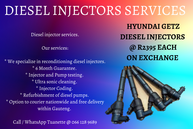HYUNDAI GETZ DIESEL INJECTORS FOR SALE ON EXCHANGE OR TO RECON YOUR OWN