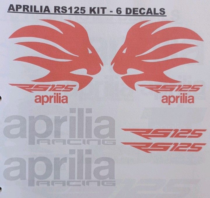 Aprilia RS 125 decals stickers / vinyl cut graphics sets