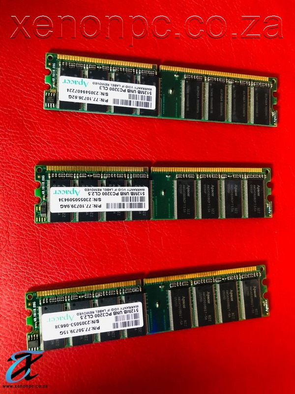 Apacer 512MB UNB PC3200 CL3 DDR-400MHz Unbuffere 184-Pin DIMM Memory Module (2 Available)
