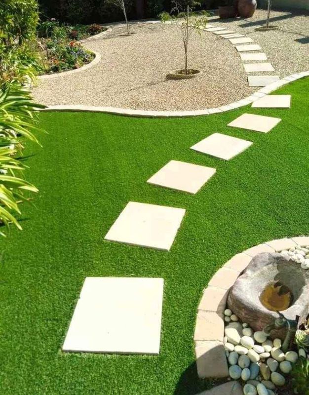Artificial synthetic grass and natural roll on lawn grass