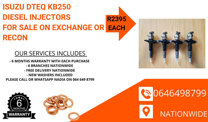 Isuzu DTEQ KB250 Diesel injectors for sale on exchange or to recon