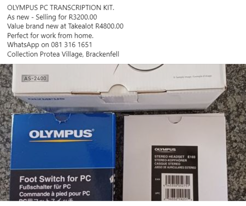 OLYMPUS PC TRANSCRIPTION KIT. AS-2400