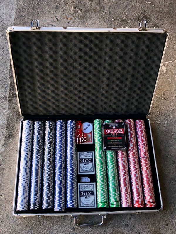 Poker Game Set in Silver Suitcase