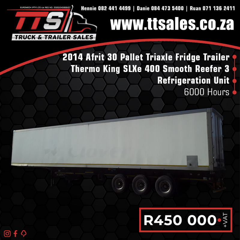 2014 Afrit 30 Pallet Triaxle Fridge Trailer