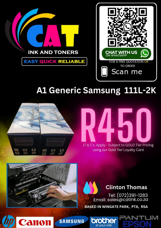 Brand New A1 Samsung 111L Black Toner - With FREE same day delivery