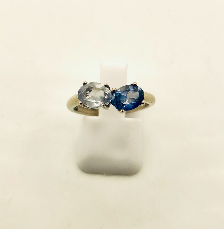 Blue Sapphires set in 9ct white Gold