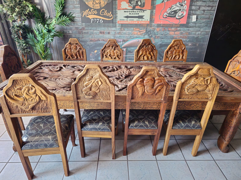 10 Seater - Carved Wooden Table - R39,000