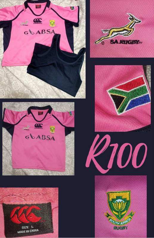 Pink Ladies Springbok Rugby Jersey. Size L