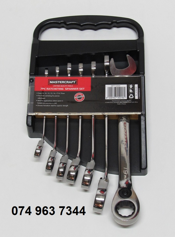 Mastercraft 7 Piece Professional Chrome Vanadium Reversible Ratcheting Spanner Set*NEW*