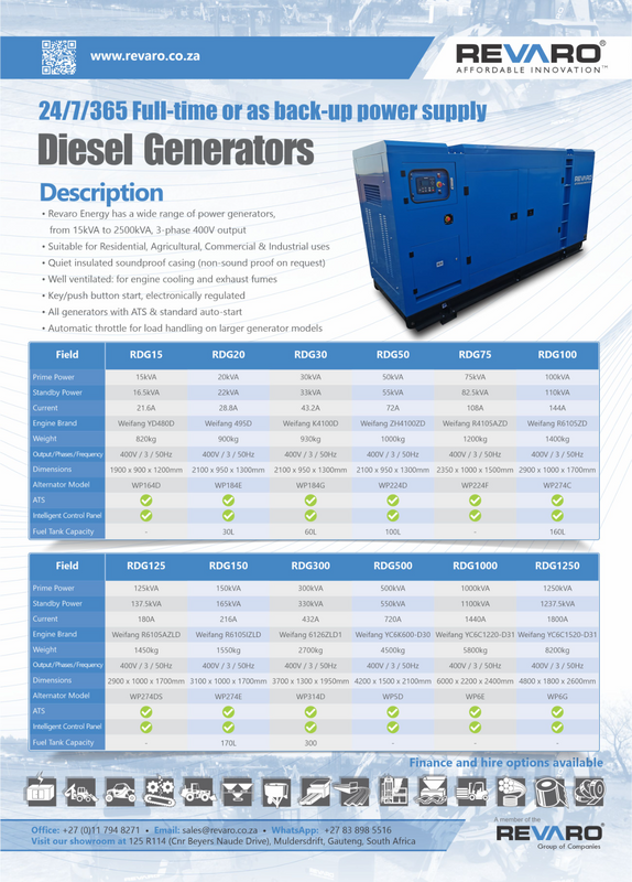 Revaro gensets will keep your lights on