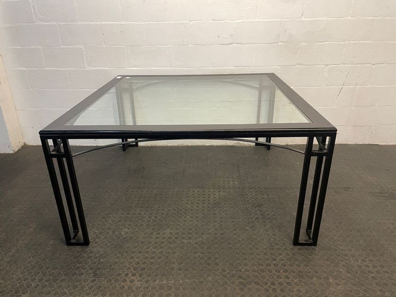 Black Frame Glass Top Dining Table - REDUCED-