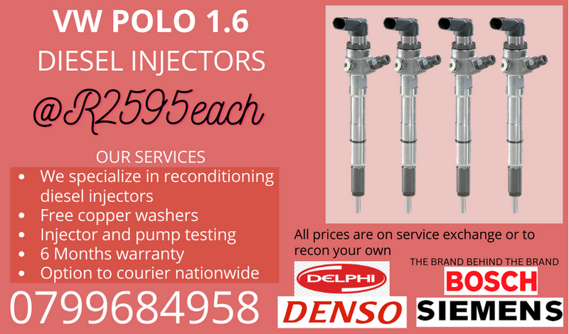 VW POLO 1.6 DIESEL INJECTORS/ WE RECON AND SELL ON EXCHANGE