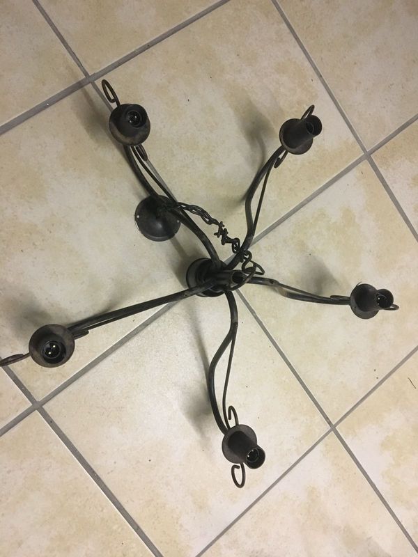 5 arm cast iron chandelier