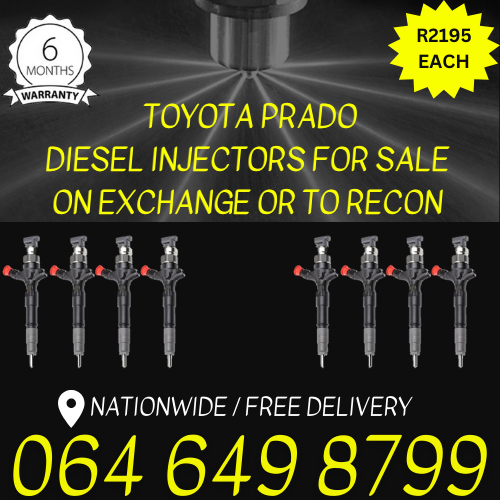 Toyota Prado diesel injectors for sale on exchange - 6 months warranty.