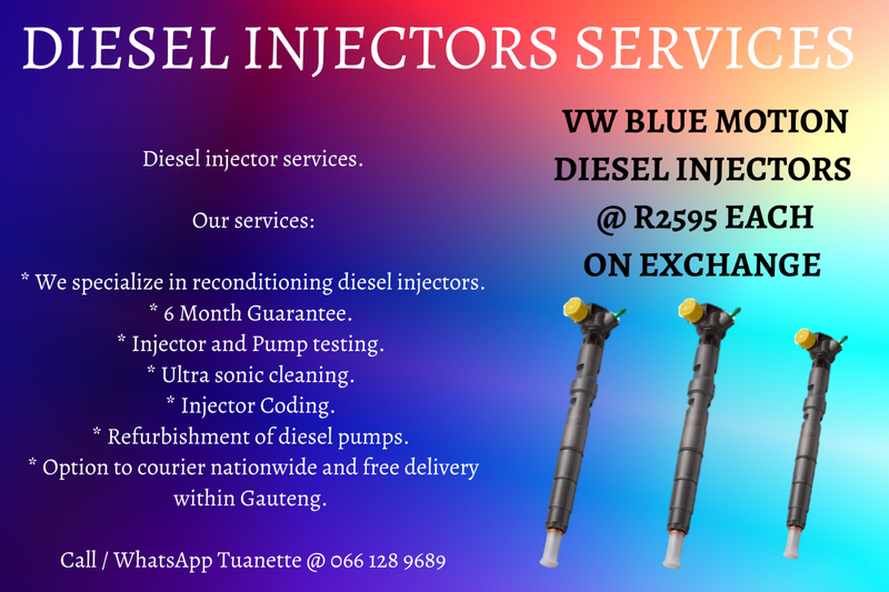 VOLKSWAGEN BLUE MOTION DIESEL INJECTORS FOR SALE ON EXCHANGE OR TO RECON YOUR OWN
