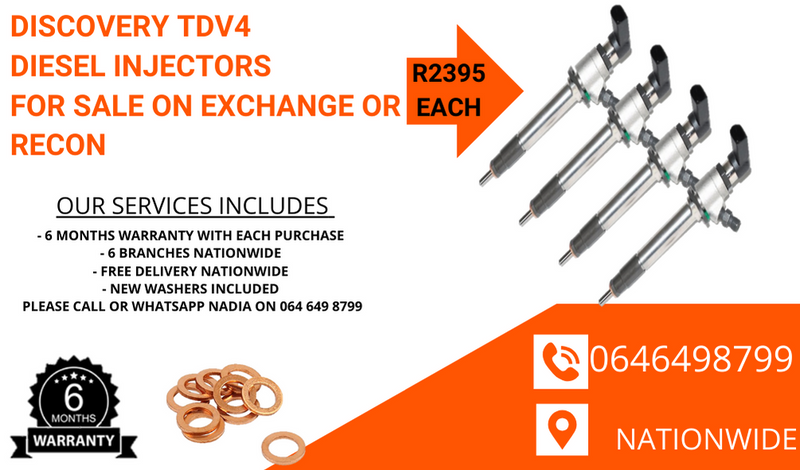 Discovery TDV4 diesel injectors for sale on exchange or to recon - 6 months warranty.