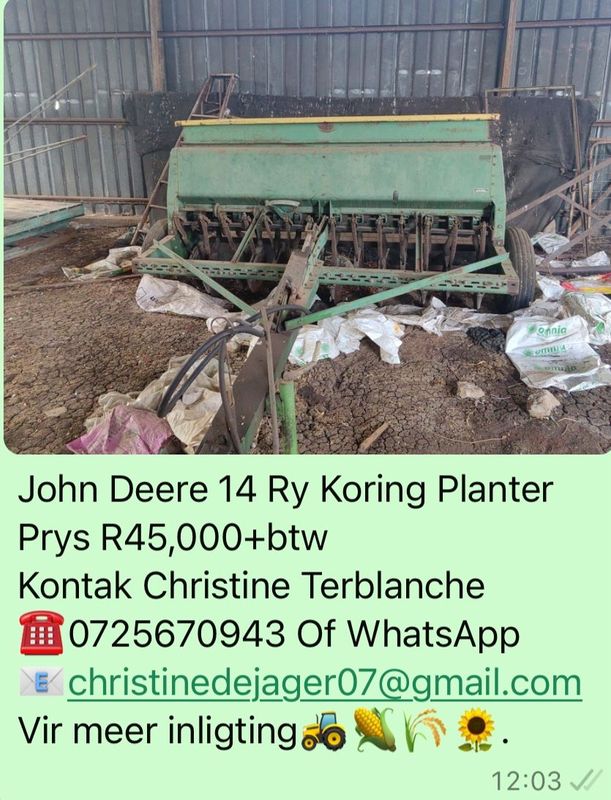 John Deere 14 Ry Koring Planter