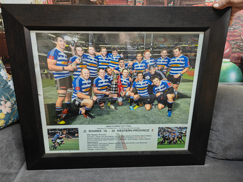 WP ABSA Rugby Currie Cup Team Photo Champions 2012 (WP vs Sharks) Framed memorabilia