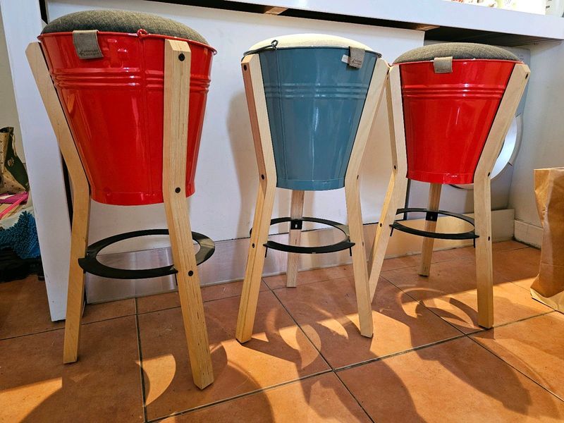 Pedersen &amp; Lennard Bucket Bar stools and bin