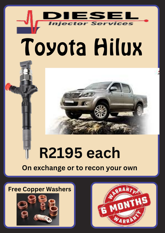 TOYOTA HILUX DIESEL INJECTORS/ WE RECON AND SELL ON EXCHANGE