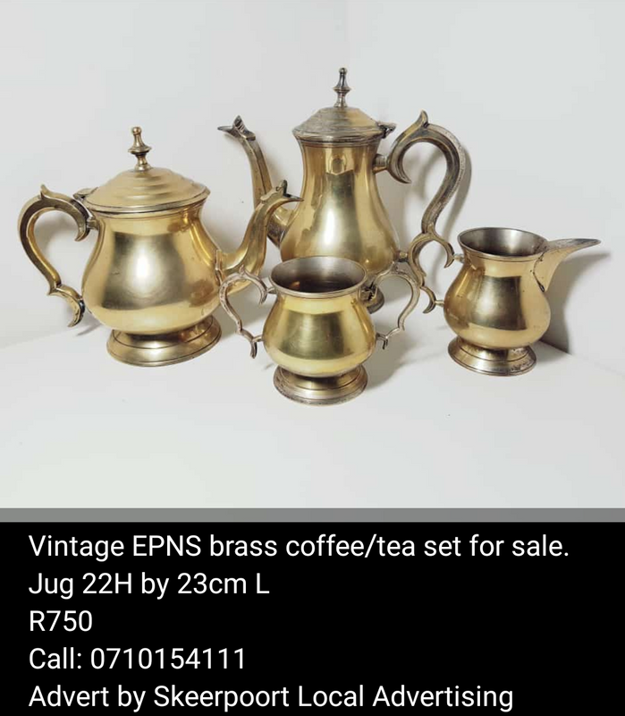 Vintage EPNS brass coffee/tea set for sale