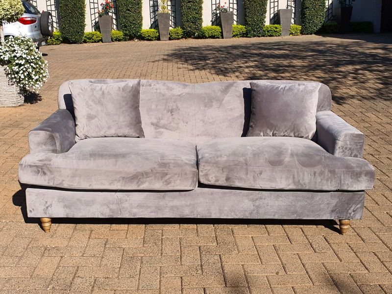 Grey Suede 2 Seater Couch