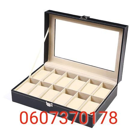 Watch Box with Glass Lid 12 Slots - 12 Compartment Watch Box (Brand New)