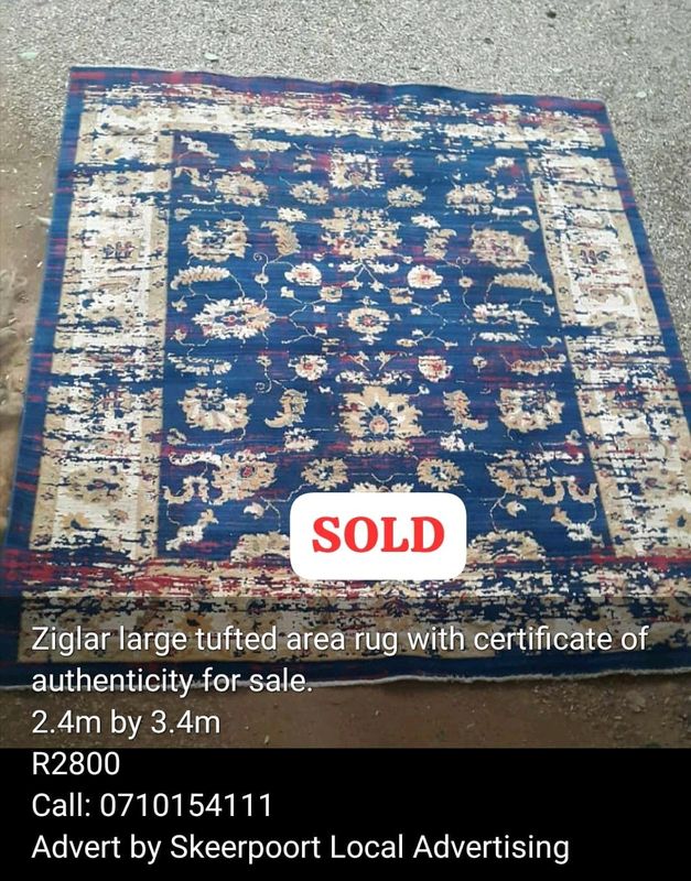 Ziglar tufted large area rug with certificate of authenticity for sale