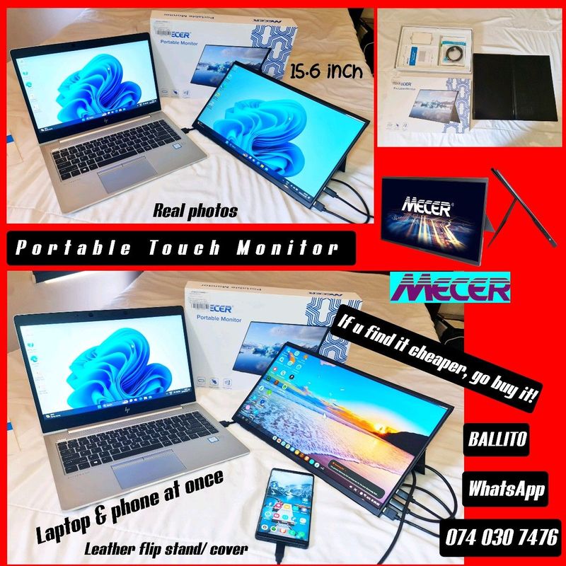 ☆2nice plug&amp;play mecer portable ➡️15&#34; touch monitor, box demo 99%mint (whatsapp ballito)