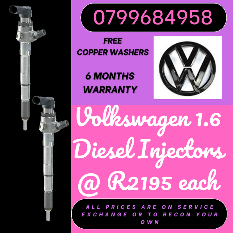 VOLKSWAGEN 1.6 DIESEL INJECTORS FOR SALE 6 MONTHS WARRANTY