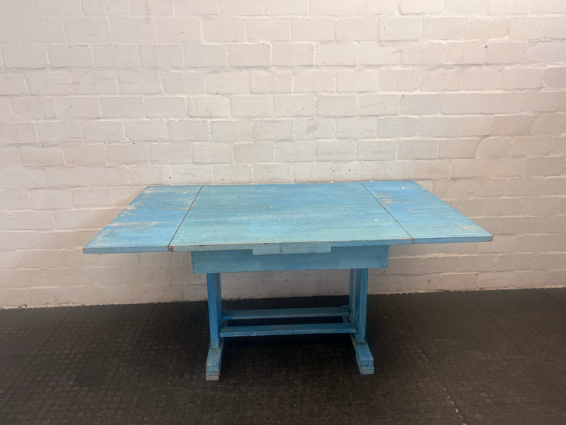 Blue Painted Extending Work Table (Natural Wear and Tear)- A47153