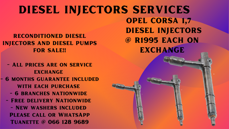 OPEL CORSA 1,7 DIESEL INJECTORS FOR SALE ON EXCHANGE OR TO RECON YOUR OWN