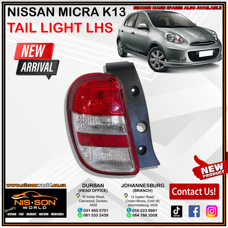 NISSAN MICRA K13 TAIL LIGHT (LHS)