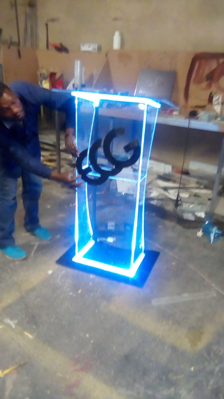 CUSTOM LED DESIGNED PULPITS AND PODIUMS  WITH BLACK TOP &amp; BASE