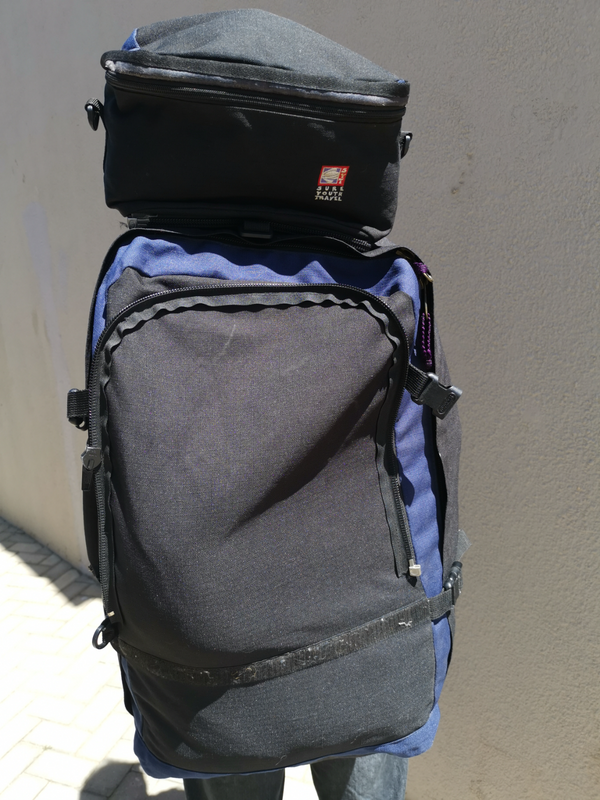 70L travelers backpack Black, Blue