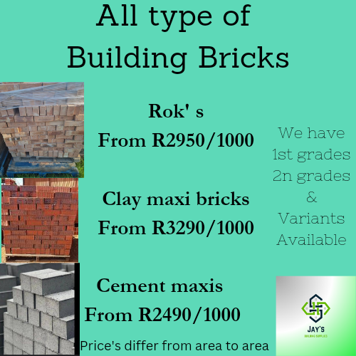 All types of building Bricks available we Deliver all areas of CAPE Town