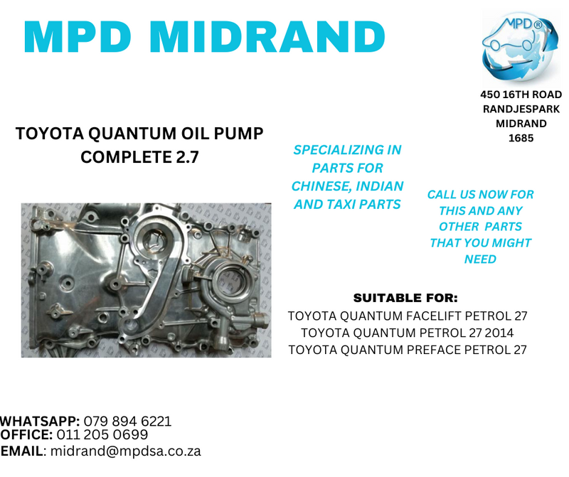 Toyota Quantum - Oil Pump Complete 2.7