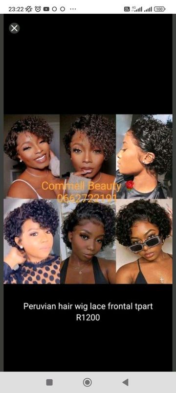 Ear to Ear Lace Frontal Peruvian Hair Wig Pixie Curly. 12A