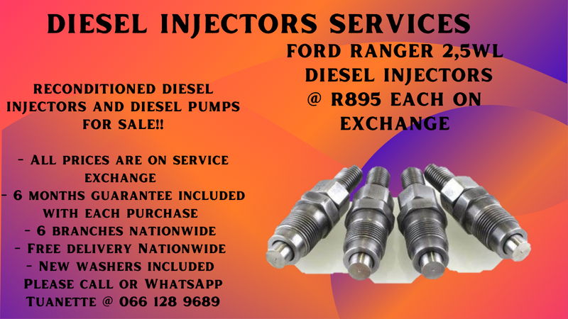 FORD RANGER 2,5WL DIESEL INJECTORS FOR SALE ON EXCHANGE OR TO RECON YOUR OWN