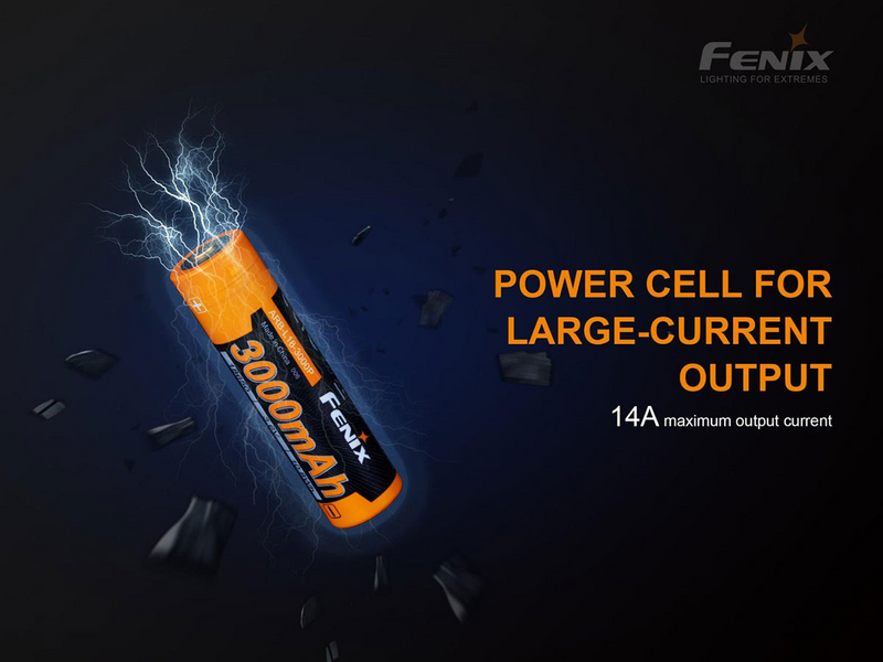 Fenix ARB-L18-3000P 18650 3000mAh 3.6V Protected Lithium Ion (Li-ion) Button Top Battery - ClamShell