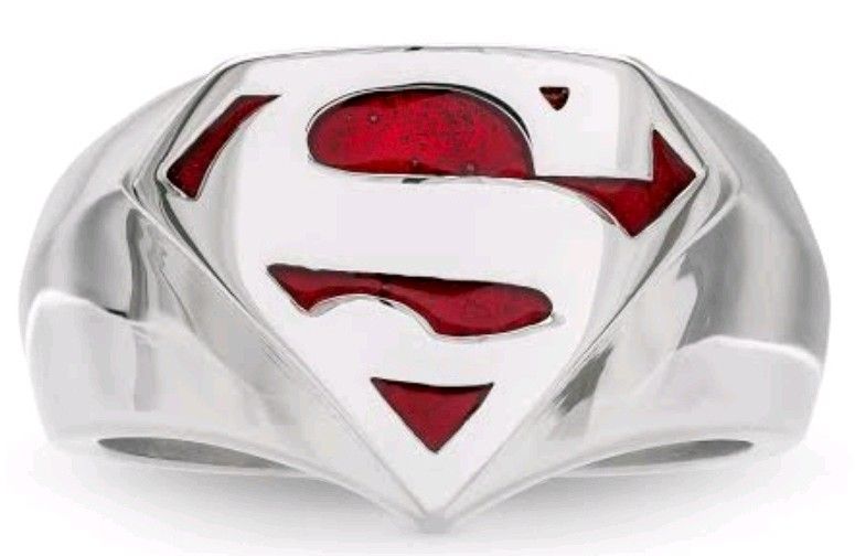 Superman cosplay collage silver ring