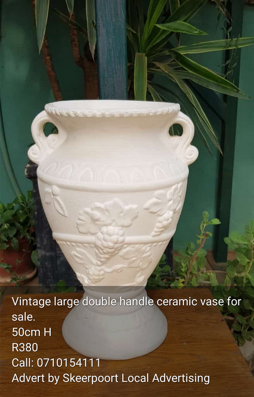 Vintage large double handle ceramic vase for sale