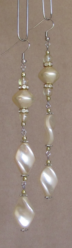 Handmade - Faux Pearl and Crystal Rondelle Earrings