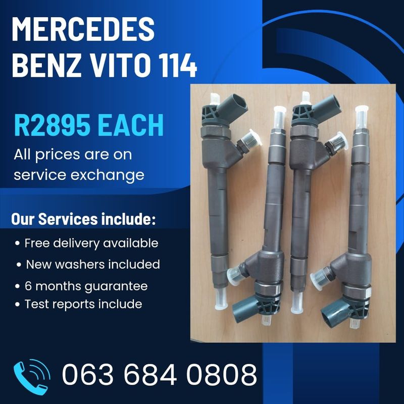 BRAND NEW MERCEDES BENZ VITO 114 DIESEL INJECTORS FOR SALE WITH WARRANTY ON